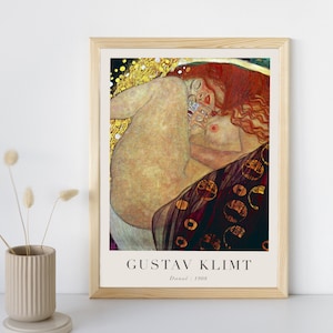 Cuadro de Dánae con texto, Gustav Klimt, Dánae, arte mural imprimible, impresión de retrato famoso, póster de bellas artes, decoración del hogar, descarga instantánea