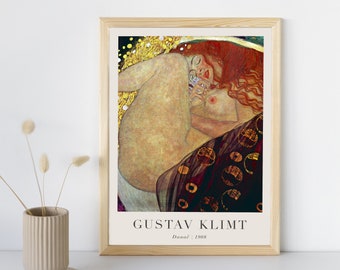 Danaë Painting with Text, Gustav Klimt, Danae, Printable Wall Art, Famous Portrait Print, Fine Art Poster, Home Decor, Instant Download