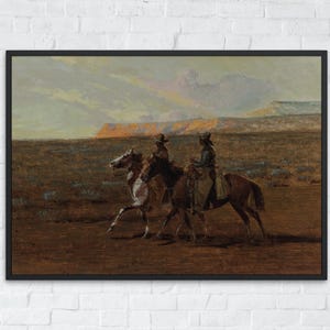 Rustic Cowboy Printable Art, Vintage Western Decor, Antique Cowboy Painting, Southwest Wall Art, Digital Ranch Decor, Western Room Poster
