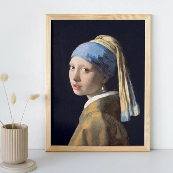 Girl With Pearl Earring Painting, Johannes Vermeer, Printable Wall Art, Famous Portrait Print, Vintage Classic Fine Art, Instant Download