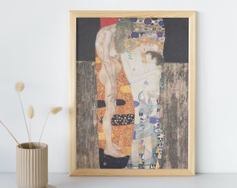 The Three Ages of Woman Painting, Gustav Klimt, Printable Wall Art, Famous Portrait Print, Classic Fine Art Poster Decor, Instant Download