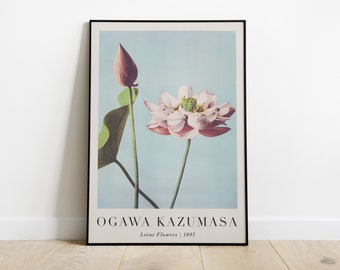 Ogawa Kazumasa Print, Lotus Flowers, Printable Floral Wall Art, Famous Japanese Prints, Vintage Exhibition Art Decor, Digital Download