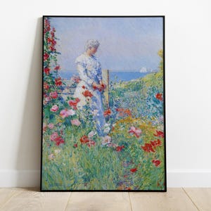 French Country Garden Art, Cottage Flower Landscape Painting, Antique Farmhouse Decor, Vintage Wall Art, Digital Printable Poster Home Decor