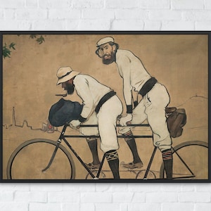 Ramon Casas and Pere Romeu on a Tandem Painting, Printable Wall Art Decor, Famous Landscape Print, Classic Fine Art, Instant Download