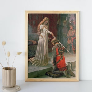 Akkolade Gemälde, Edmund Blair Leighton, Poster zum ausdrucken, Ritter Porträt, Ritter Poster, Sofort Download