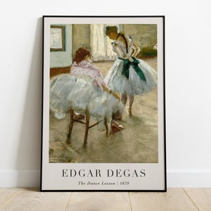 The Dance Lesson Painting with Text, Edgar Degas, Printable Wall Art Decor, Famous Portrait Print, Classic Fine Art, Instant Download