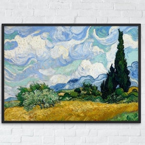 Wheat Field with Cypresses Painting, Vincent van Gogh, Printable Wall Art, Famous Landscape Print, Classic Fine Art Poster, Instant Download