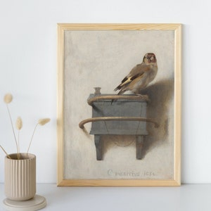 The Goldfinch Painting, Carel Fabritius, Bird Still Life Printable Wall Art Decor, Famous Portrait Print, Classic Fine Art, Instant Download