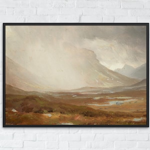 Vintage Scottish Landscape, Scotland Oil Painting, Printable Isle Of Skye Wall Art, Digital Download, Scottish Highlands Print