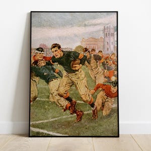 Vintage Football Printable Poster, Classic Sports Art Print, Football Wall Art, Retro Football Poster, Sports Room Decor, Digital Download