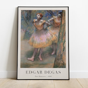 Two Dancers Painting with Text, Edgar Degas, Printable Wall Art Decor, Famous Portrait Print, Classic Fine Art, Instant Download