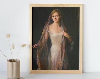 Vintage Woman Painting, Printable Wall Art, Victorian Woman Portrait, Fine Art Poster, Victorian Woman Home Decor Print, Instant Download
