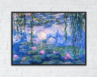Claude Monet Water Lilies, Impressionist Flower Painting, Garden Wall Art Print, Printable Home Decor, Digital Download Poster