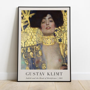 Judith y la cabeza de la pintura de Holofernes, Gustav Klimt, arte de pared imprimible, impresión de retratos, cartel de bellas artes, decoración del hogar, descarga instantánea