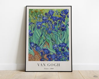 Van Gogh Print, Minimalist Art Print, Irises Printable Van Gogh, Digital Prints, Impressionist Exhibition Poster, Digital Download