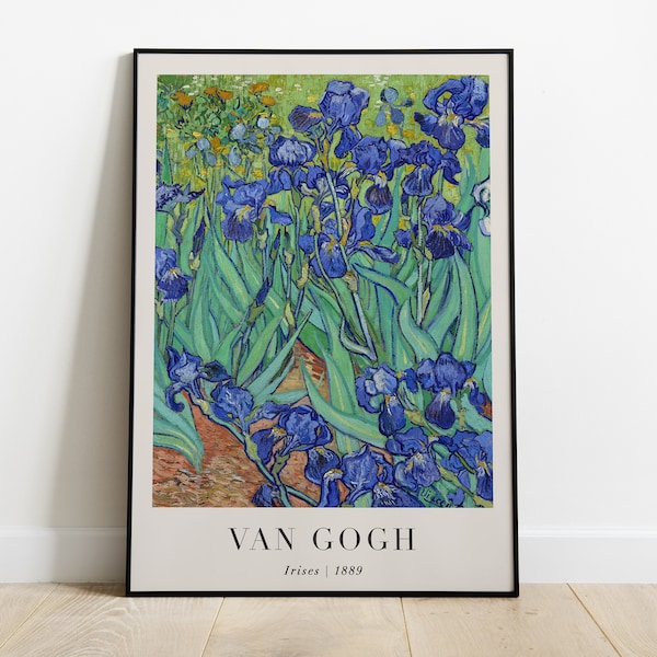 Van Gogh Print, Minimalist Art Print, Irises Printable Van Gogh, Digital Prints, Impressionist Exhibition Poster, Digital Download