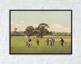 Vintage Golf Course Printable Poster, Golf Landscape Wall Art, Decor for Golf Fans, Sports Room Decor, Golf Painting Digital Download