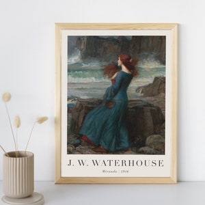 Miranda The Tempest Painting with Text, John William Waterhouse, Printable Wall Art Decor, Famous Landscape Print, Fine Art Instant Download