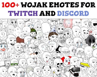 100+ Twitch Emotes / funny meme emotes / for twitch and discord / comic / drawing / wojak / pack / megapack / bundle / badges / emojis