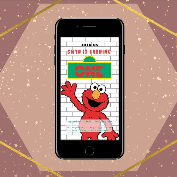 Elmo Theme - Turning ONE Digital Invitation (Electronic, editable, Text message invitation template)