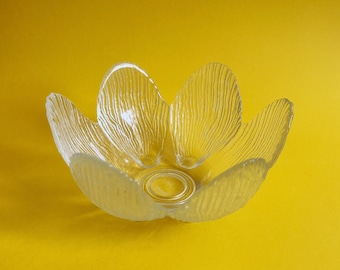 Vaclav Zajic clear pressed glass bowl, 1981, UNION Glass, Libochovice Glassworks, Czechoslovakia