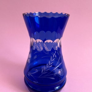 Egermann vase, Bohemian blue cobalt glass, Czechoslovakia