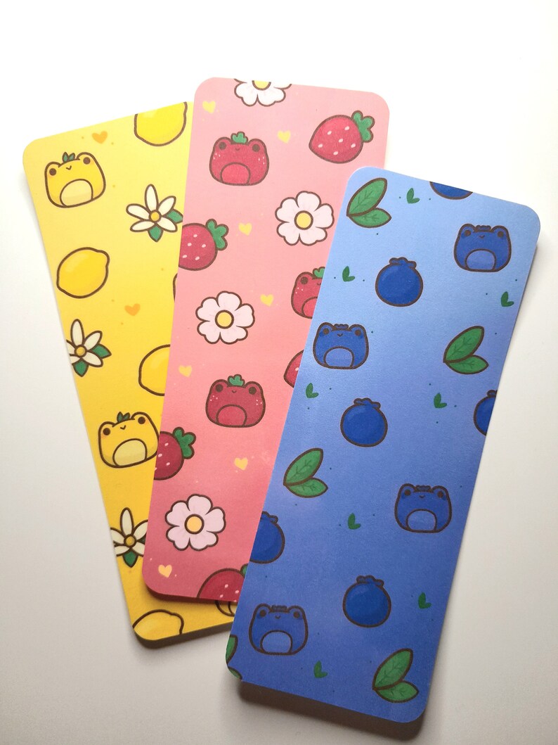 Frog Bookmarks Fruit Bookmarks Cute Bookmarks Summer Etsy