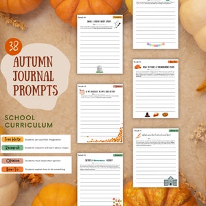 Autumn | Fall | Journal Prompt | Teacher Resource |  Editable | Just Print | Opinion | Research | Canva | Homeschool