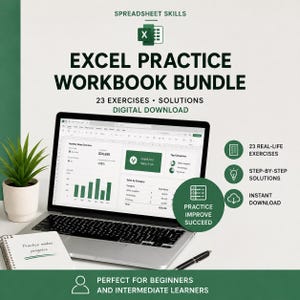 Paquete de libros de ejercicios prácticos de Excel / 23 ejercicios, soluciones (descarga digital)