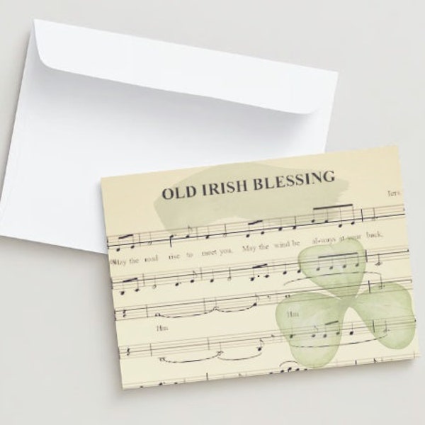 Irish blessing card St Patrick's Day shamrock watercolor Christian new home travel goodbye guidance