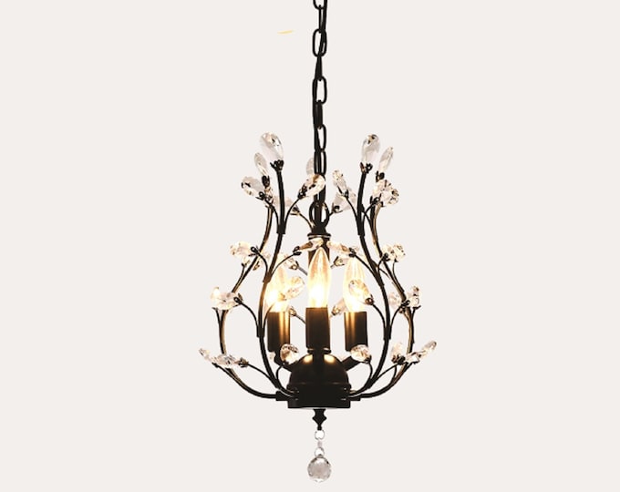 Vintage Style Farmhouse Chandelier, Pendant Lighting Fixtures, Black