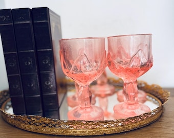 Vintage Tiffon Franciscan Lotus Cabaret Pink Glass Goblets Set Of 5