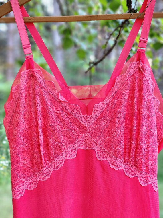 Coral Slip Dress with Lace - image 2