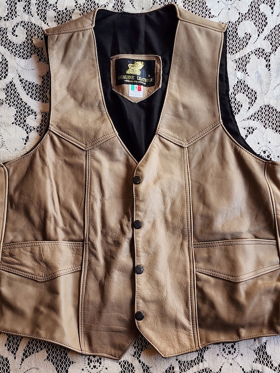 leather vest with pockets Gem