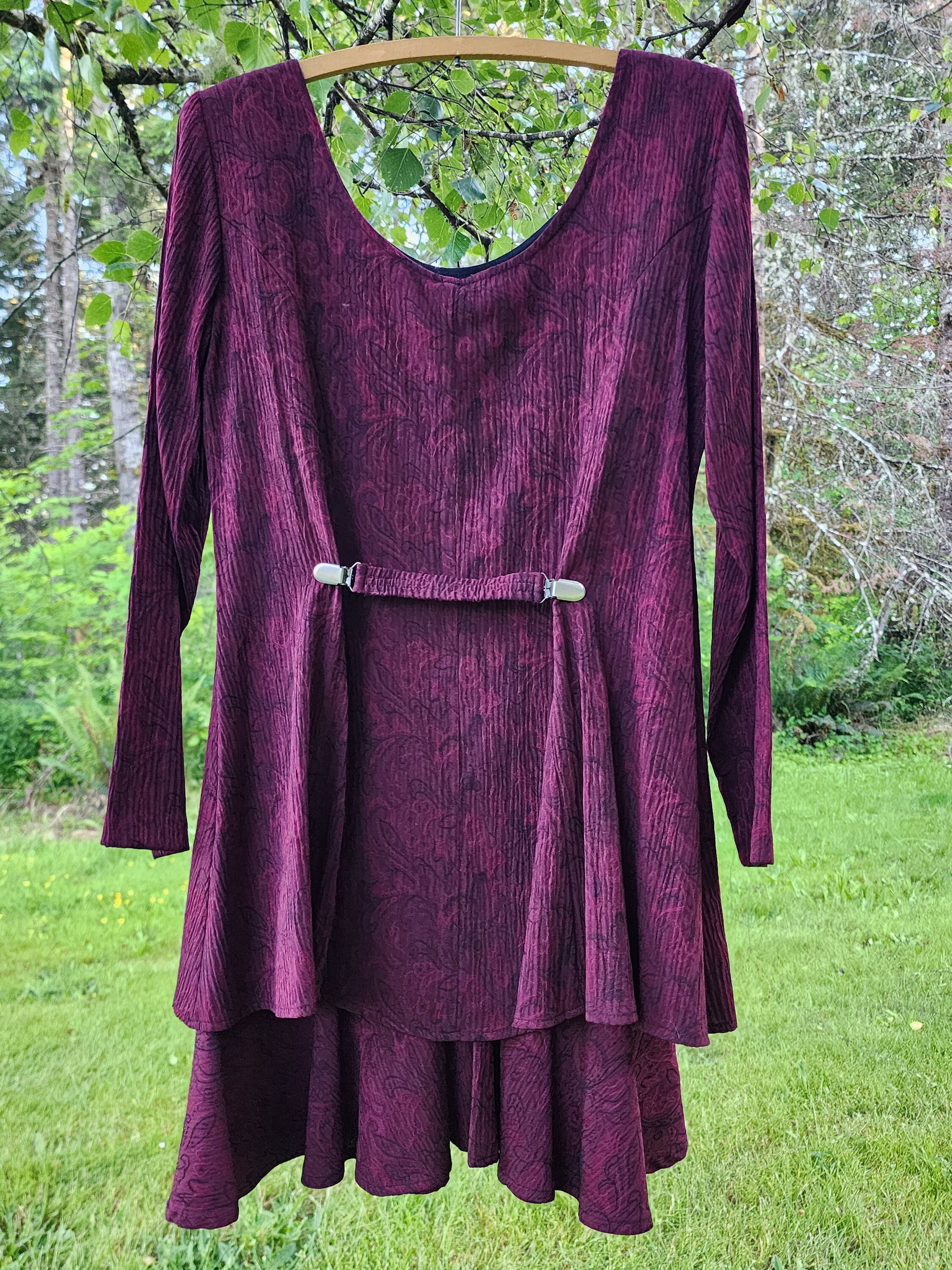 casual 90s dress Burgundy Floral Print Midi Dress