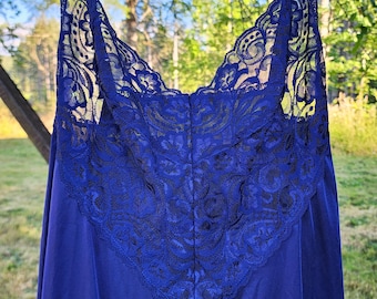 Vintage Navy Vanity Fair Full Lace Slip Dress