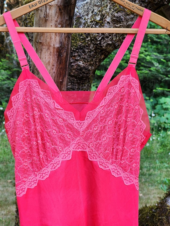 Coral Slip Dress with Lace - image 4