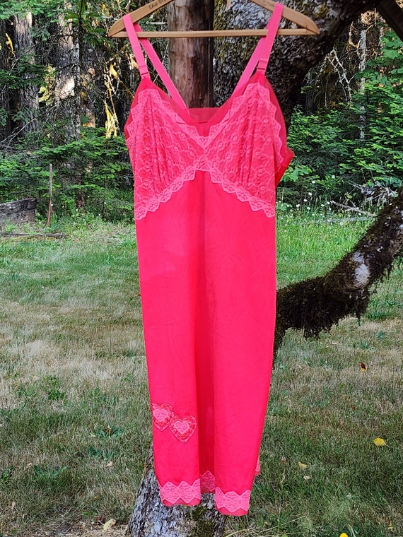 Coral Slip Dress with Lace - image 1