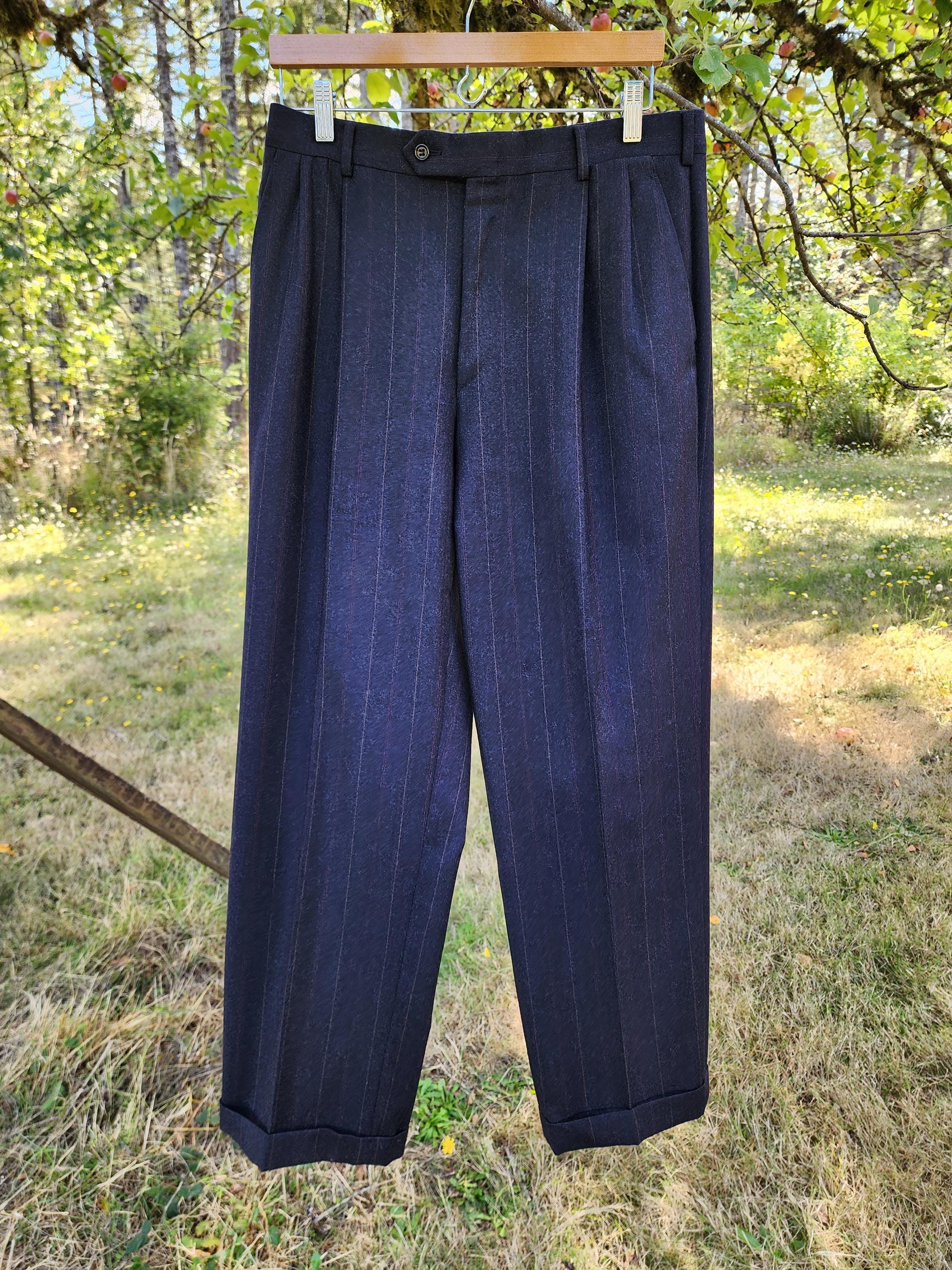 Mens Pinstripe Wool Trousers - Etsy