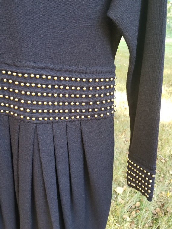 Retro Gold Beaded Black Dress