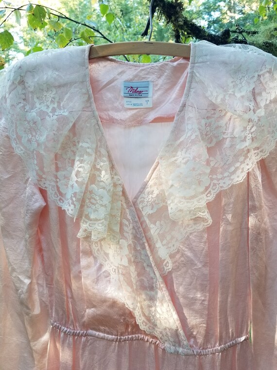 Vintage Pretty in Pink Silk Dress with Lace - image 4
