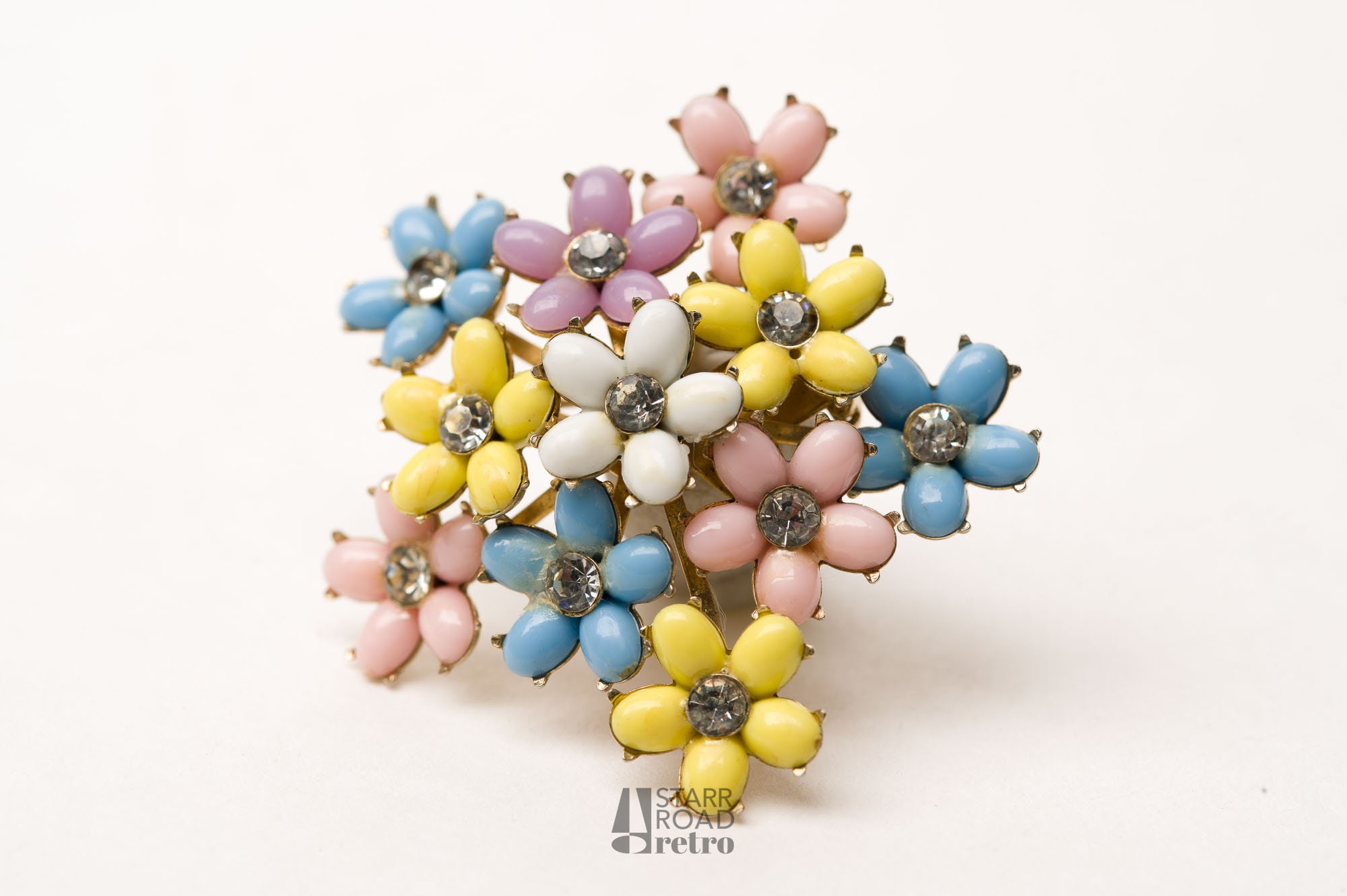Vintage Flower Brooch, Plastic, Multi-color, Pastel - Etsy