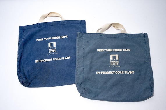 Vintage Steel Mill Tote, J&L Steel, Denim Bag, Sold Individually