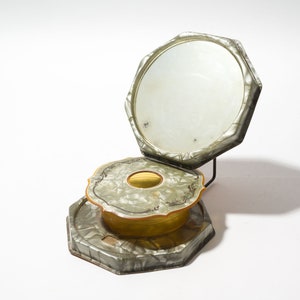 Vintage Hair Receiver and Mirror, Celluloid, AS IS image 1