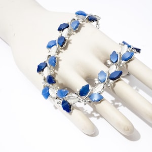 Vintage Blue Leaf Necklace, Thermoset Plastic, Choker