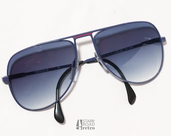 Vintage Aviator Sunglasses, Silhouette, Gradient Shade Lenses, Purple Frame w Red Details, Mod 8510/40, c. 1970s