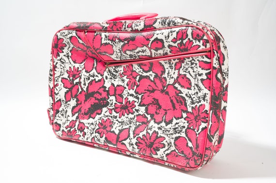 Vintage Floral Suitcase, Mod, Pink - image 2