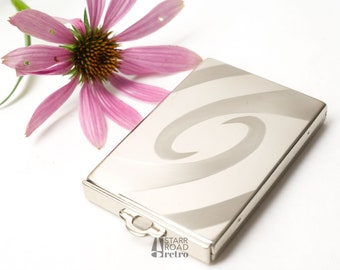 Vintage Compact, Silver Color, Abstract Design