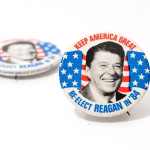 Vintage Ronald Reagan Button, 1984, Keep America Great, Republic Presidential Campaign Pin image 2