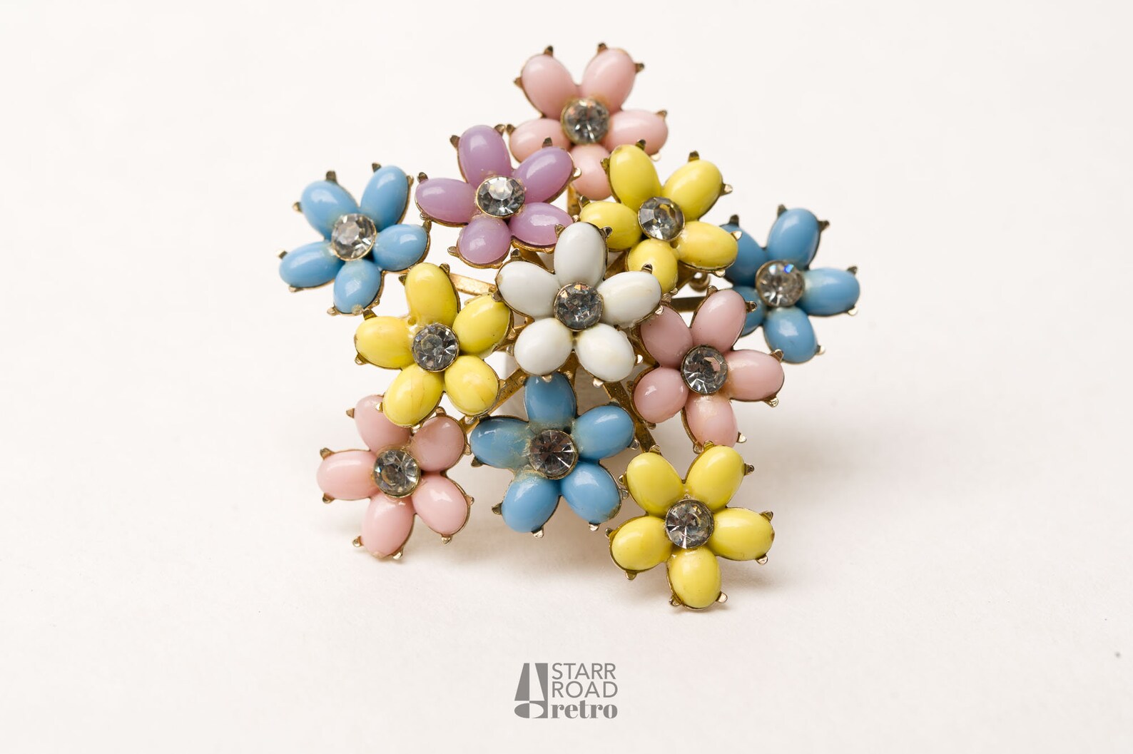 Vintage Flower Brooch, Plastic, Multi-color, Pastel - Etsy